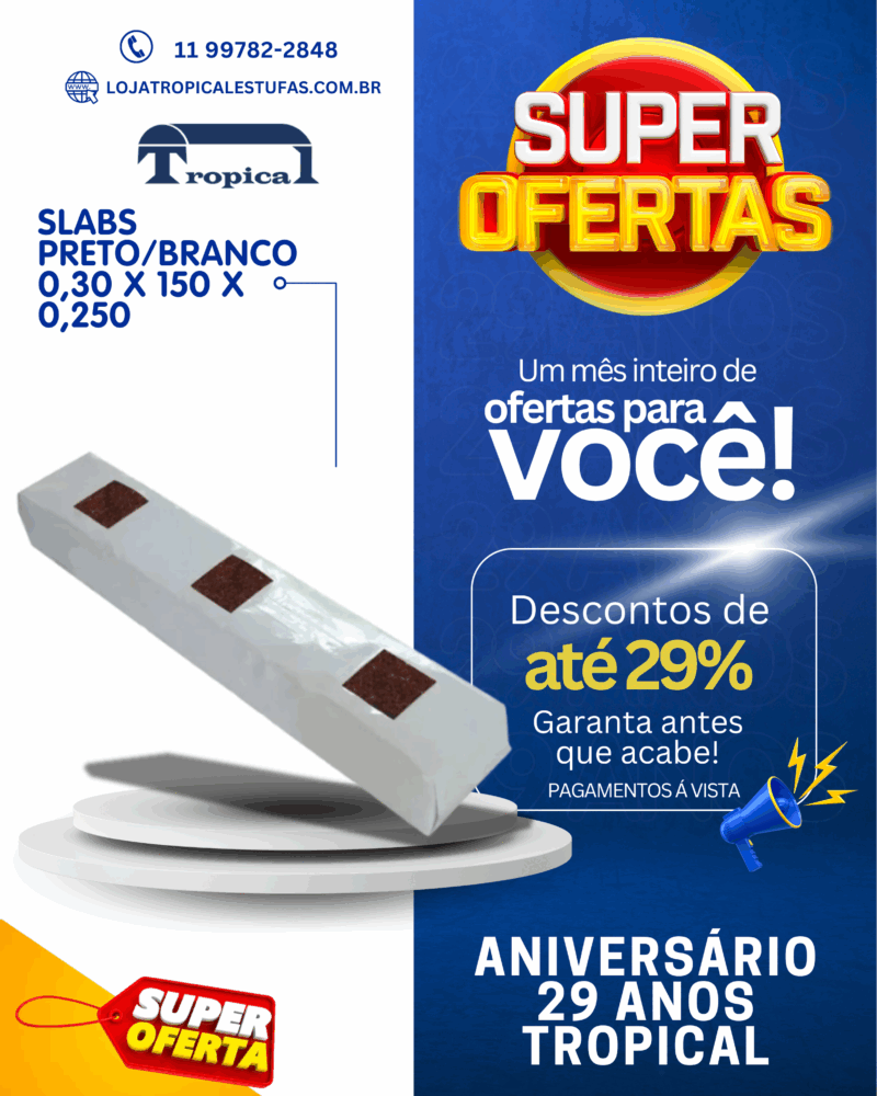 SLABS PRETO E BRANCO 0,30 X 150 X 0,250
