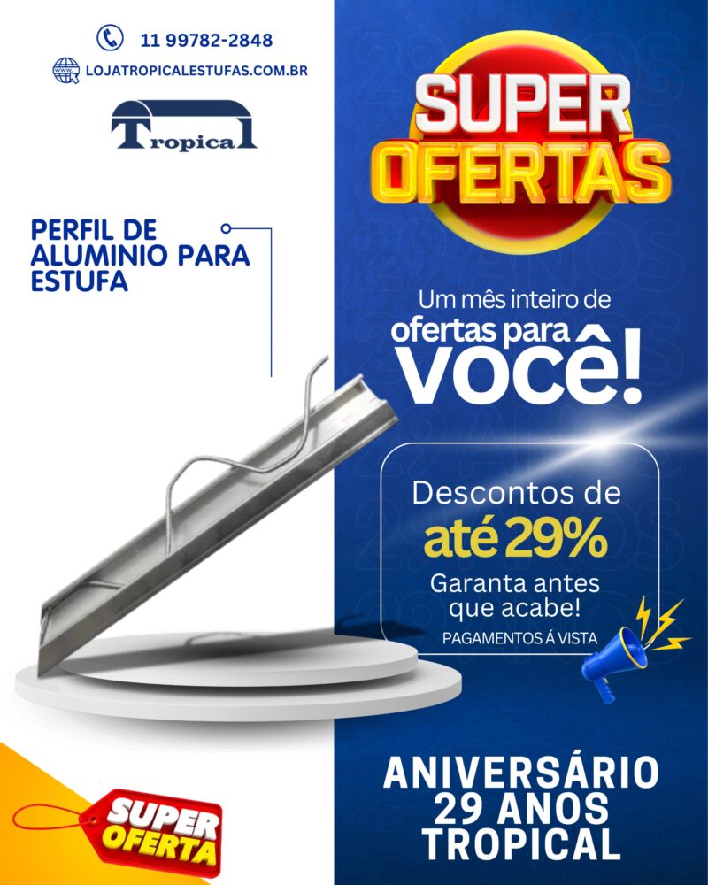 Perfil de Alumínio Tropical - Barra de 3 metros - Imagem 1