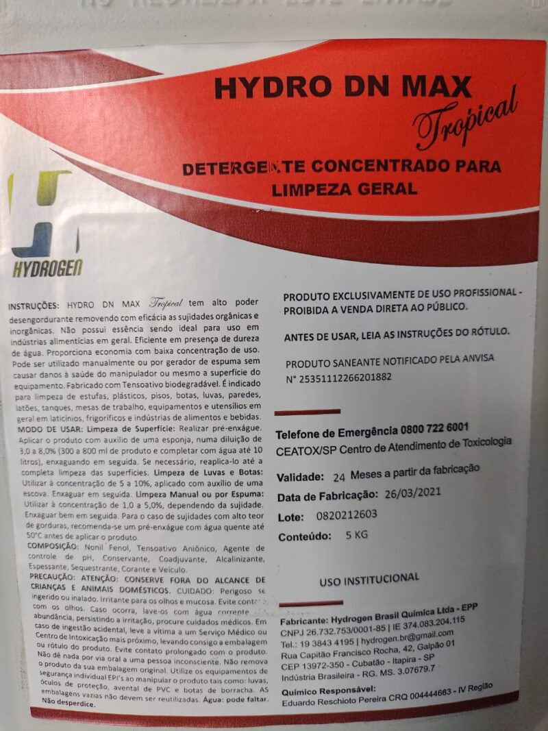 SOLUÇÃO LIMPA FILME PLÁSTICO -  HYDRO DN MAX 5L