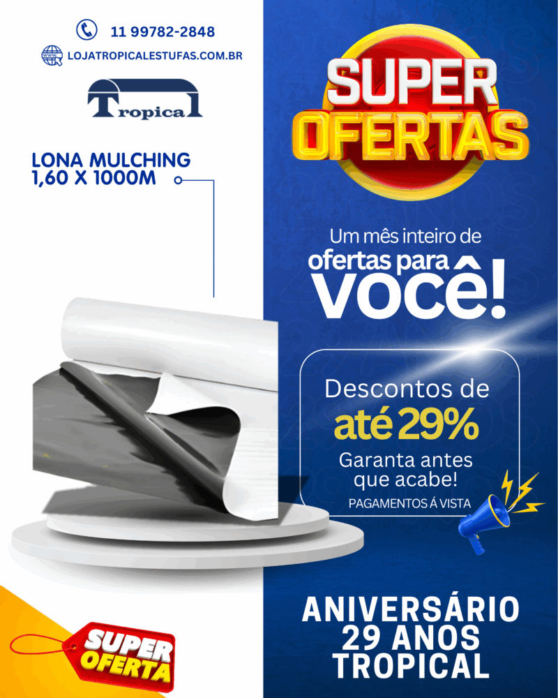MULCHING PRETO E BRANCO - 1,60 X 0,025 X 1000M - ELECTRO - Imagem 1