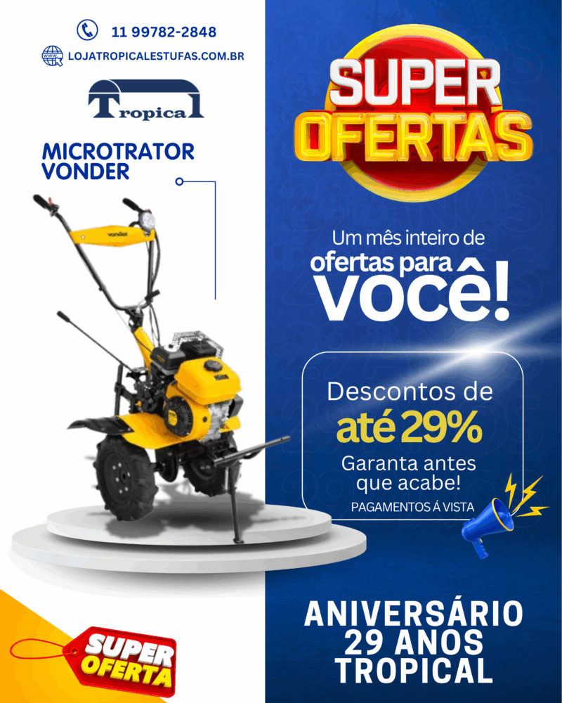 Microtrator A Gasolina 7 Hp, Vonder + Enxada Rotativa - Imagem 1
