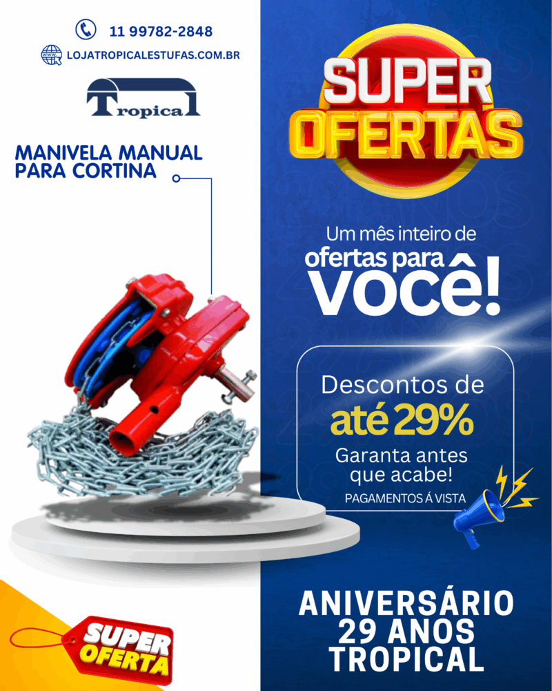 MANIVELA MANUAL PARA CORTINA AGRÍCOLA COM CORRENTE - Imagem 1
