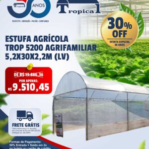 ESTUFA AGRICOLA TROP/5200 AGRIFAMILIAR - 5,2 X 30 X 2,2 M