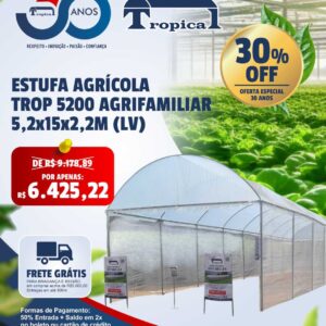 ESTUFA AGRICOLA TROP/5200 AGRIFAMILIAR - 5,2 X 15 X 2,2 M